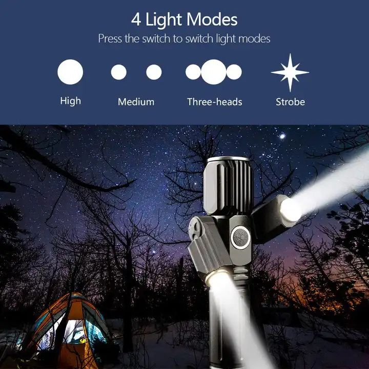 T9537 Triple Headed Flashlight