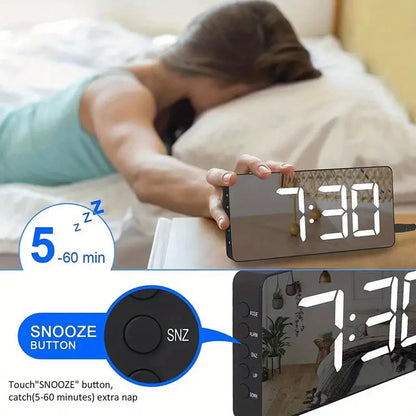 LED Digital Clock with Charging Mirror and USB Cable