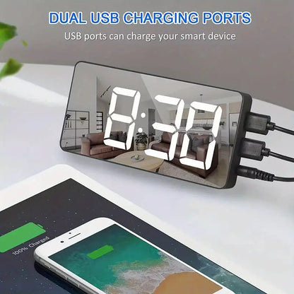 LED Digital Clock with Charging Mirror and USB Cable