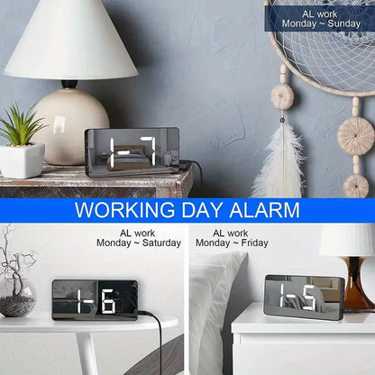 LED Digital Clock with Charging Mirror and USB Cable